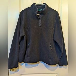 LL Bean Women's Black Fleece Plus Size 1x Quarter Snap